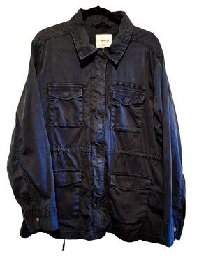 Sonoma Woman's Navy Utility Jacket Size 2X With Pockets & Button Cuffs